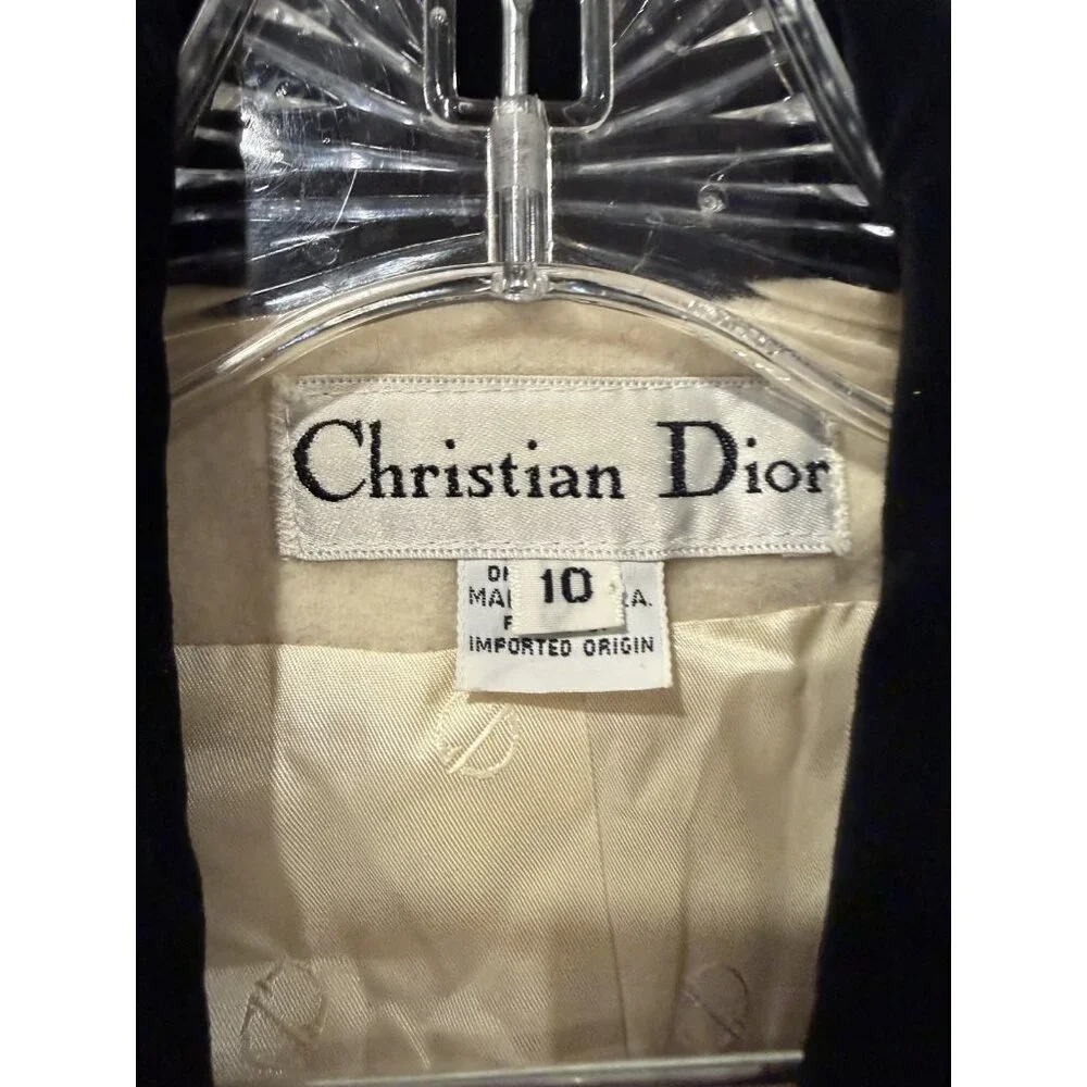 Christian Dior Blazer Jacket CREAM COLOR WITH BLACK VELVET COLLAR SZ 10